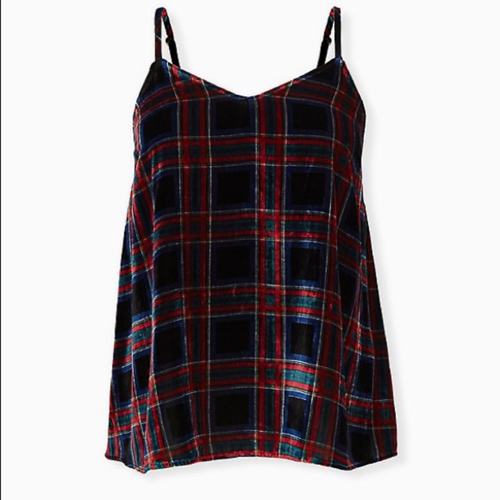 Torrid NWT velvet plaid tank 2x